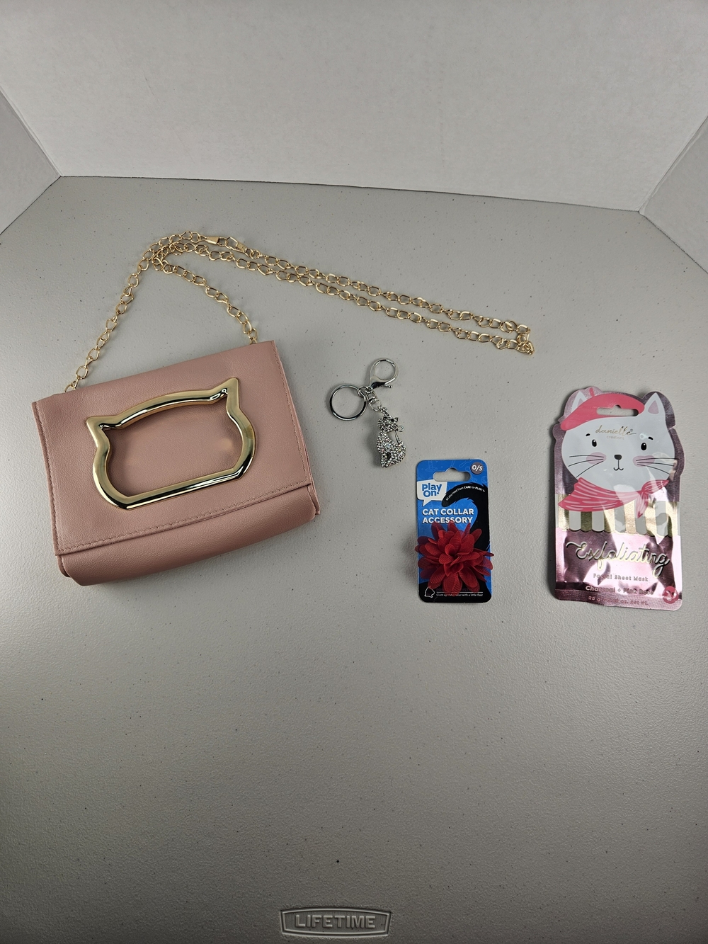 Crazy Cat Lady Bubdle Pink Cat-Handle Crossbody, Cat Bag Charm, Cat Face Mask